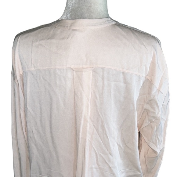 VINCE Trapunto Blush Pink Peach Stretch Silk Button Down Blouse - M - Picture 7 of 13